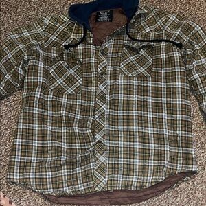 Grit Iron Work Wear Men's Brown Plaid Quilted Shirt Jacket